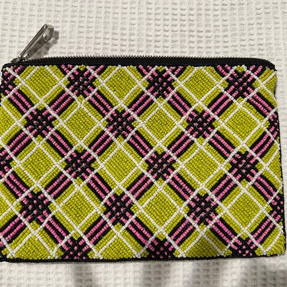 NWOT David Jeffery beaded plaid clutch, purse, bag - Picture 1 of 7